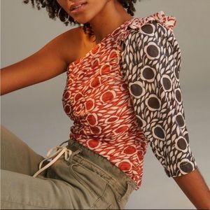 Anthropologie Cecilia  Pettersson Printed One Shoulder Blouse